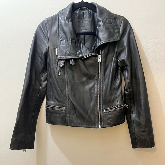 AllSaints Bales Biker Jacket in Black, Size 2 - Picture 3 of 15